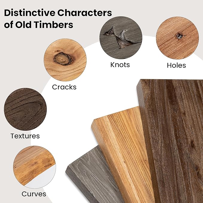 Floating Shelves for Wall, 55"x9.3" Rustic Solid Live-Edge Elm Wood Wall Shelves, Heavy-Duty Floating Shelves with Invisible Brackets, Set of 2 for Living Room, Bedroom, and Kitchen, Grey Finish