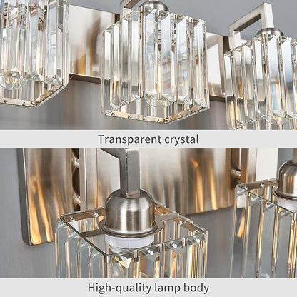 Modern Bathroom Vanity Light 6-Lights Brushed Nickel Vanity Light Crystal Wall Light Bathroom Light Fixtures