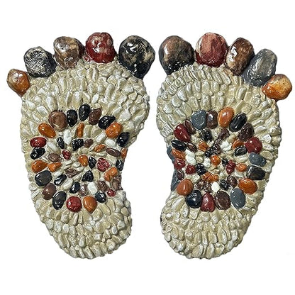 Outdooor Stepping Stones - Decorative Garden Stones for Patio, Deck, Garden or Sidewalk Faux Cobblestone Stepping Stones (Set of 2#B
