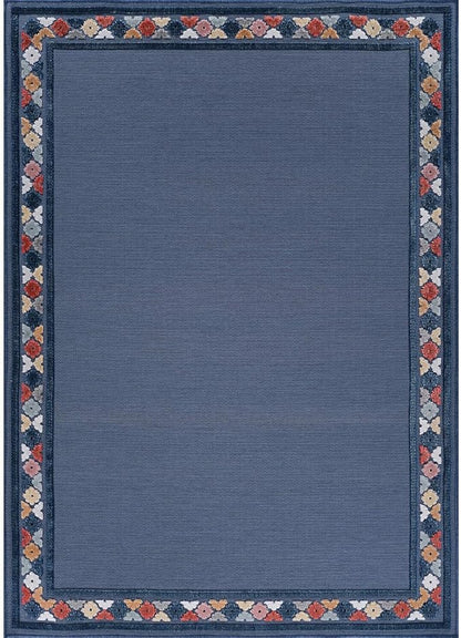Beverly Rug Outdoor Rug 9x12 Modern Bordered Large Area Rugs for Indoor and Outdoor Patio Easy to Clean Non Shedding Living Room Porch Garden Washable Outside Carpet (9 x 12 Blue)
