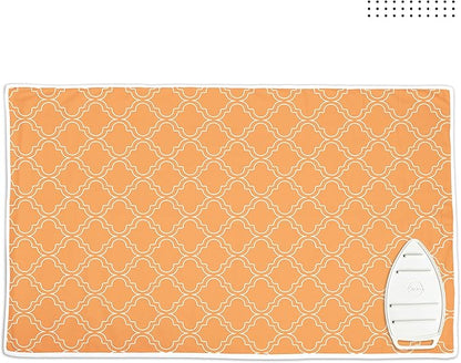 Encasa XO Ironing Mat/Pad (Large 48"x28") with 3mm Padding & Silicone Iron Rest for Steam Pressing on Tabletop or Bed - Heat Resistant, Portable, Quilting & Travel Blanket - Peach Tiles