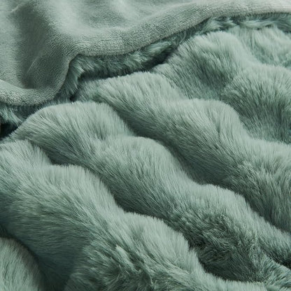 Lotus Karen Faux Fur Throw Blanket Sage Green - Big Bubble Rabbit Fluff Blanket for Couch Bed Sofa,Softest Fluffy Fuzzy Cozy Blanket, Plush Thick Furry Shaggy Warm Blankets for Women,50x60 Inches