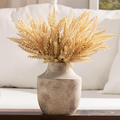 Mitt&Ditt Ceramic Flower Vase, 7.5 inch Off-White Farmhouse Rustic Vase, Handcrafted Weathered Pottery Vases, Small Flower Terracotta Vases for Home Decor, Living Room, Table, Shelf