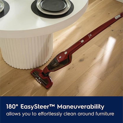 Electrolux Ergorapido Pet Cordless 2-in-1 Vacuum Cleaner with Motorized Pet Nozzle for Easy Pet Hair Removal, 48-Minute Run Time, 2 Power Modes, Chili Red
