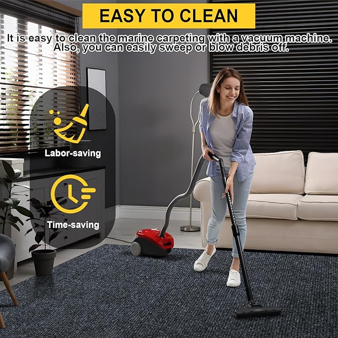 Marine Carpet,6 FT x 23 FT Dark Gray Indoor Outdoor Carpet 0.2" Thick Boat Carpet with Water-Proof TPE Backing, Non-Slide Outdoor Marine Carpet Roll for Home, Patio, Porch, Deck