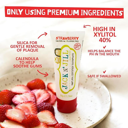 Jack N' Jill Natural Toothpaste for Baby and Infants - Fluoride Free Training Toothpaste, 40% Xylitol, BPA Free - Blackcurrant, 1.76 oz (Pack of 1)