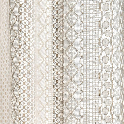 Sutuo Home Boho Sheer Curtain 108 Inches Long, Crochet Lace with Bohemian Hollow Knitted Handmade Tassels,Vintage Farmhouse Window Treatment for Bedroom, Rod Pocket, 1 Panel 59" W x 108" L, Beige