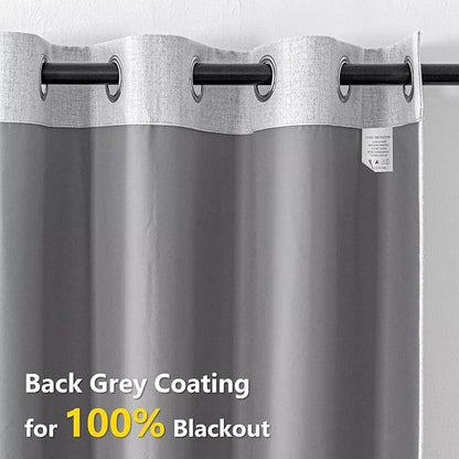 Blackout Curtains 90 Inch Length 2 Panels Set, 100% Black Out Textured Thermal Curtains, Grommet Privacy Light Blocking Drapes for Living Room Bedroom Luxury Deco(52W × 90L inch, Off-White)