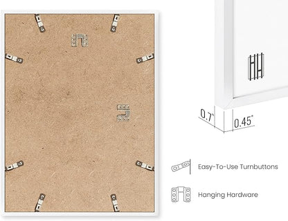 HAUS AND HUES 9x12 White Metal Picture Frames - Features Premium Aluminum, Vertical & Horizontal Hang, Shatterproof Plexiglass - Perfect for Home, Room, Office (9x12 in, White, Set of 6)