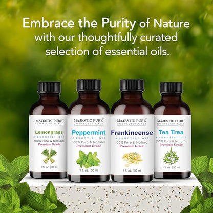 Majestic Pure Peppermint Essential Oil with Glass Dropper - 1 Fl Oz - 100% Pure and Natural Peppermint Oil - Premium Grade Essential Oils for Diffuser, Aromatherapy, Soap and Candle Making