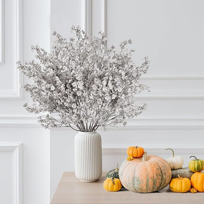 Sggvecsy 15 Pcs Babys Breath Artificial Flowers Gypsophila Bouquets Bulk Real Touch Fake Silk Flowers for Home DIY Floral Arrangement Table Centerpiece Fall Thanksgiving Autumn Decoration (Grey)