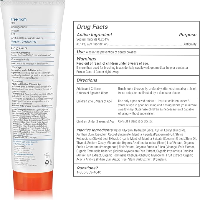 Himalaya Botanique Anticavity Fluoride Toothpaste, Fluoride with Multi-Benefit Support, Fights Cavities, Strengthens Enamel, Promotes Remineralization, Peppermint Flavor, 4 oz