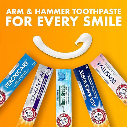 ARM & HAMMER Essentials Fluoride-Free Toothpaste Whiten + Activated Charcoal-4 Pack of 4.3oz Tubes, Clean Mint- 100% Natural Baking Soda