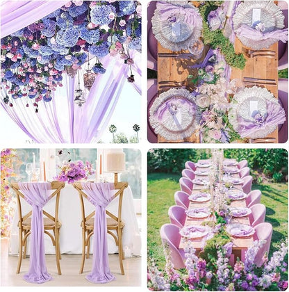 Sioloc 10 Pack Lilac Purple Lavender Cheesecloth Table Runner Fall Autumn Decor for Home 10ft Table Cloth for Tea Wedding Birthday Party Baby Bridal Shower Halloween Thanksgiving