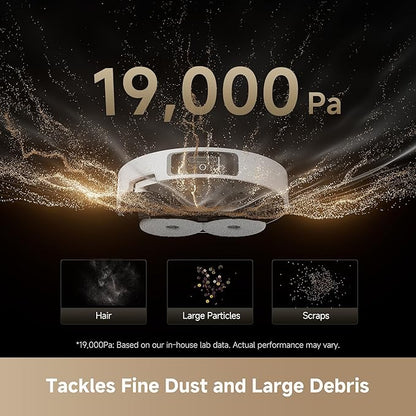 DREAME L40s Ultra Robot Vacuum and Mop, 19,000Pa Suction, Auto-Empty, Mop Self-Cleaning, 100% Detangling DuoBrush, Extending Mops and Side Brush, 1.57in Obstacle Clearing, App & Voice Control (White)