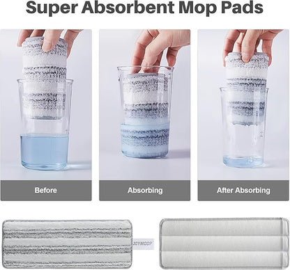 JOYMOOP Flat Mop Pads, Microfiber Mop Cleaning Pads, Washable Pads, Pads Replacement for Flat Mop or Mop Bucket Set, Pack of 4 Refills 13inch - Stripe