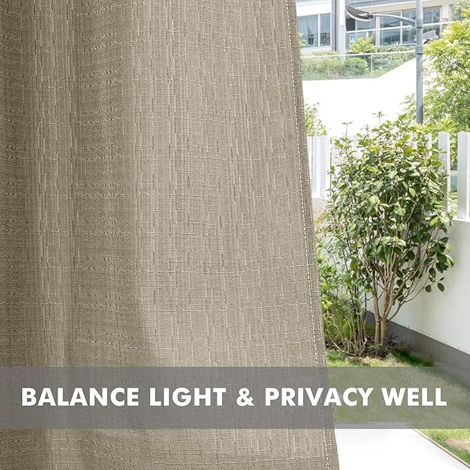 HolidayIdeas 2 Panels Linen Outdoor Curtains for Patio Waterproof Taupe Curtains 54"x 95"-Outside Curtains Weatherproof, Privacy, Textured for Pergola, Porch, Cabana, Gazebo