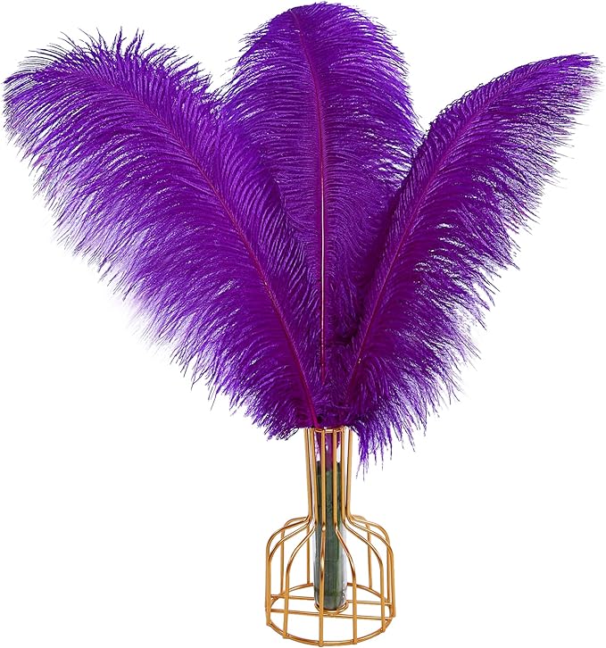 THARAHT Purple Ostrich Feathers 12pcs Large Natural Bulk 20-22Inch 50cm-55cm for Wedding Party Centerpieces Easter Gatsbi and Decoration Feather