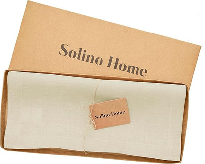 Solino Home Linen Birch Table Runner 144 Inches Long - 100% Pure Linen Extra Long Table Runner 14 x 144 Inch for Fall, Autumn, Thanksgiving - Fete