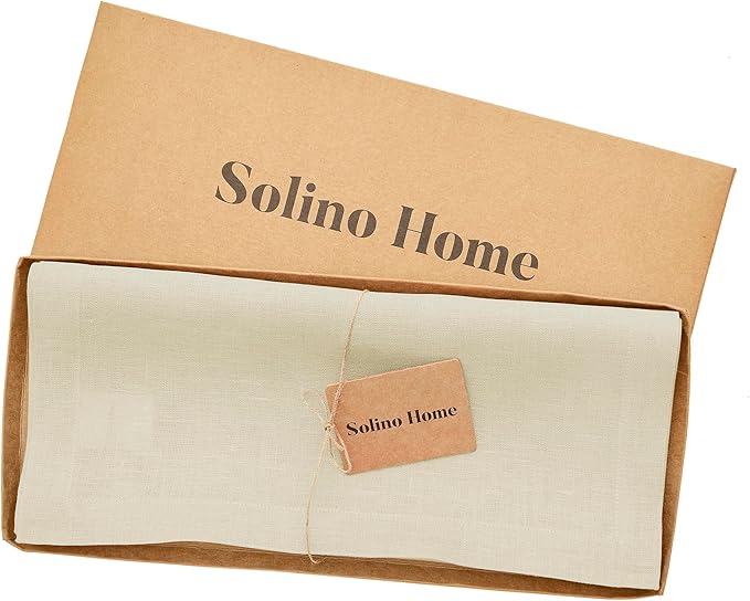 Solino Home Linen Table Runner 108 Inches Long - 100% Pure Linen Birch Table Runner 14 x 108 Inch for Fall, Autumn, Thanksgiving - Fete