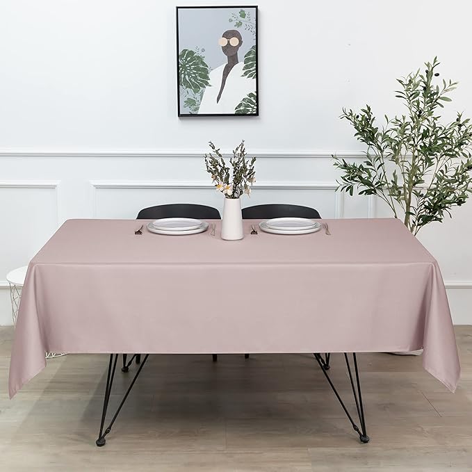 sancua Square Tablecloth - 60 x 60 Inch - Stain and Wrinkle Resistant Washable Polyester Table Cloth, Decorative Fabric Table Cover for Dining Tables, Buffet Parties and Camping, Blush