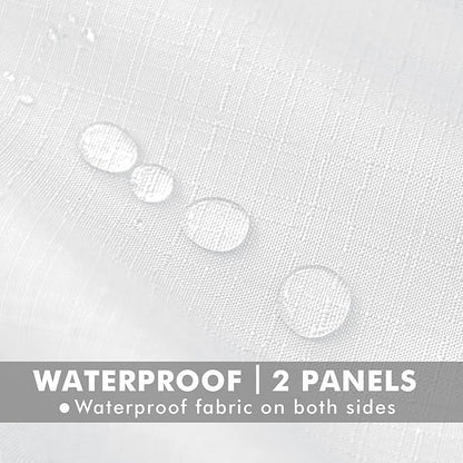HolidayIdeas 4 Panels Linen Outdoor Curtains for Patio Waterproof White Curtains 84 Inch Length-Outside Curtains Weatherproof, Privacy for Pergola, Porch, Gazebo-54 Wide x 84" Long