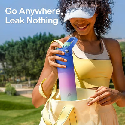 Insulated Water Bottle with Straw Stainless Steel Water Bottle, Leak-Proof, BPA-Free, Double Wall Vacuum Keeps Cold for 24 Hours for Sports, Travel, School (26 oz, Frosted Lilac)