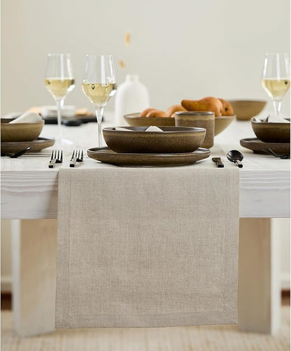 Solino Home Linen Natural Table Runner 120 Inches Long - 100% Pure Linen Dining Table Runner 14 x 120 Inch for Fall, Autumn, Thanksgiving - Fete