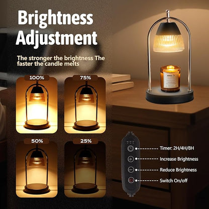 GEEZO Fragrance Candle Warmer Lamp，Electric Candle Warmer with Timer & Dimmer，Mom Christmas Birthday Gifts for Women, House Warming Gifts New Home Bedroom Decor