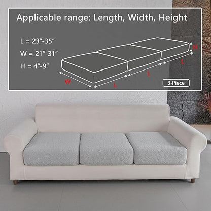 Couch Cushion Covers for Sectional Sofa, Stretch Soft Sofa Slipcovers Washable Wear-Resistant Universal Furniture Protector for Living Room(3 Seaters Covers, Light Gray)