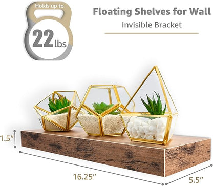 Sorbus Floating Shelves for Wall, Bathroom Shelves Wall Mounted for Kitchen, Bedroom, Living Room, Bathroom Storage, Over Toilet, Hanging Book Shelf for Ｗall Home Decor (Mahogony, 5 Pack)
