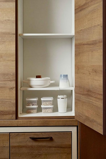 Nxconsu Cabinet Shelf Expandable Organizer Riser Rack for Kitchen Pantry Cupboard Under Sink Countertop Home Organization Extra Storage Space Saver Heavy Duty Metal Edgeless Design White Extra Large
