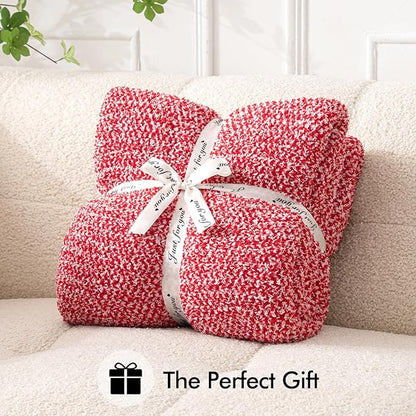 MIULEE Red Super Soft Throw Blanket for Couch, Cozy Fluffy Warm Blankets Knit Throw Blankets for Sofa, Bed, Chair, Living Room, Camping, Picnic, 50 x 60 inch