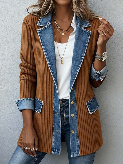 2026 Autumn European And American Foreign Trade New Women's Fashion Elegant Slim-Fit Long-Sleeve Patchwork Jacket For Women