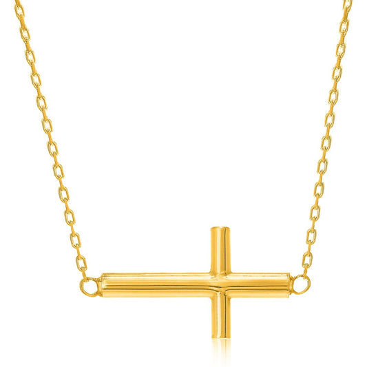Collier en or jaune 14 carats avec croix polie