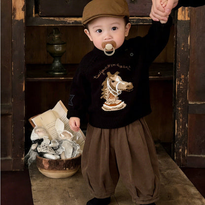 Cartoon Horse Year Knitted Sweater Children's Clothing Sweater