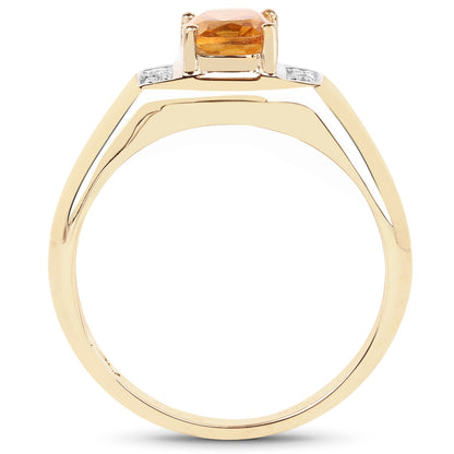 14K Yellow Gold Plated 1.36 Carat Genuine Citrine & White Topaz .925 Sterling Silver Ring