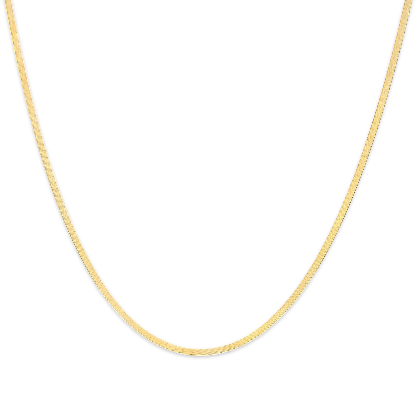 Unisex Solid 14K Yellow Gold 2.8mm Imperial Herringbone Chain Necklace - 18" Inches