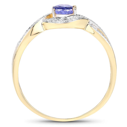 0.75 Carat Genuine Tanzanite .925 Sterling Silver Ring