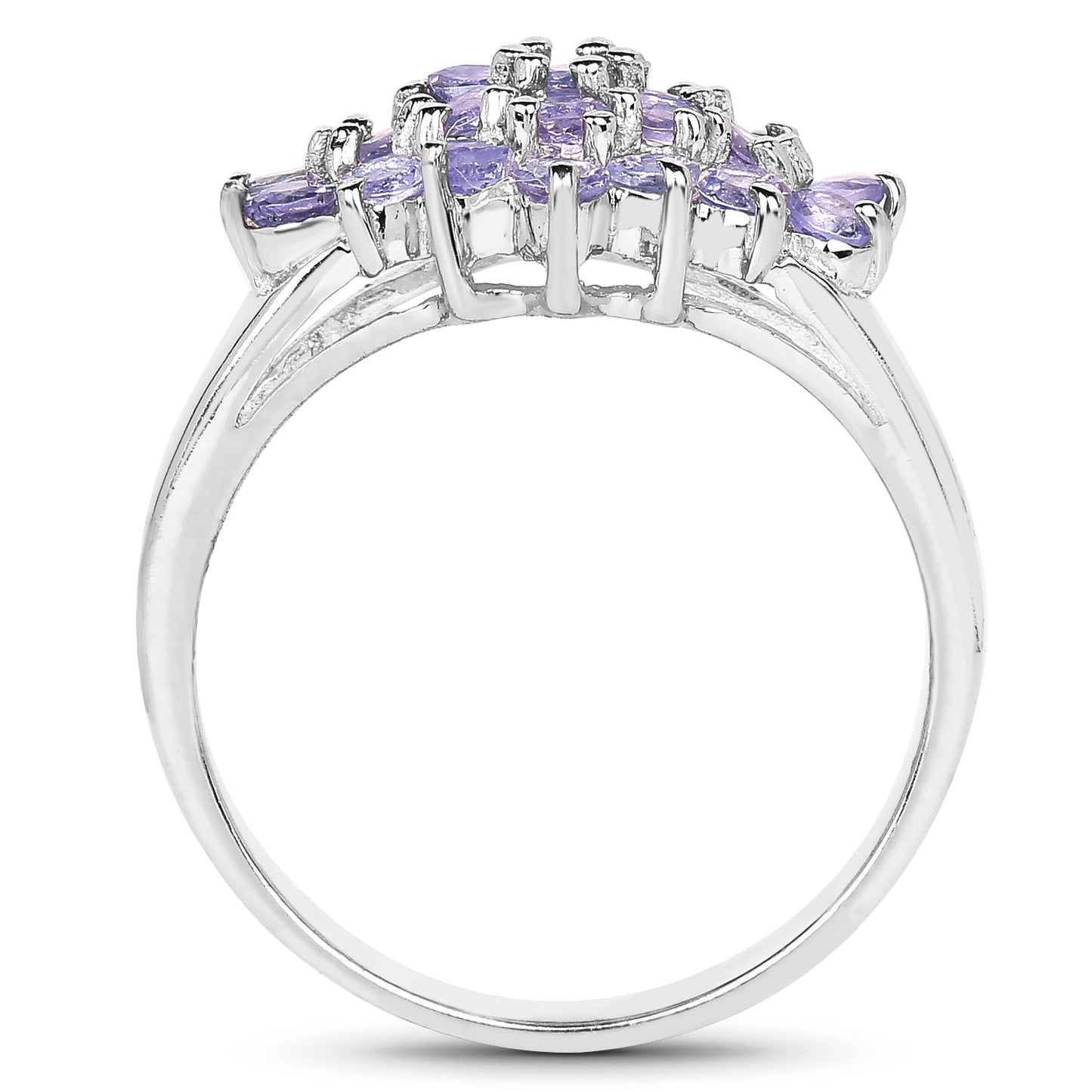 1.61 Carat Genuine Tanzanite .925 Sterling Silver Ring