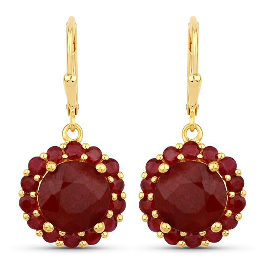 Boucles d'oreilles en argent sterling .925, rubis teints de 11,37 carats et rubis