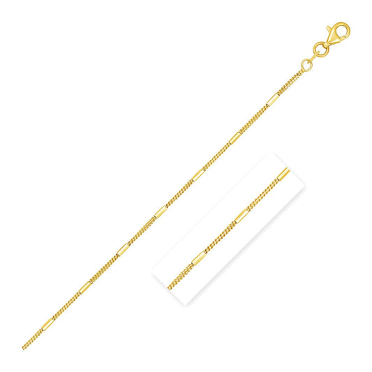 Chaîne pendentif à maillons barres taillés au diamant en or jaune 14 carats (1,3 mm)