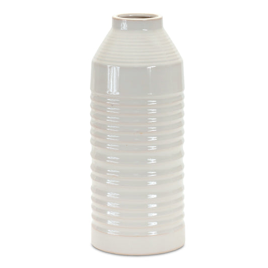 Modern Ribbed Terra Cotta Vase 14"H