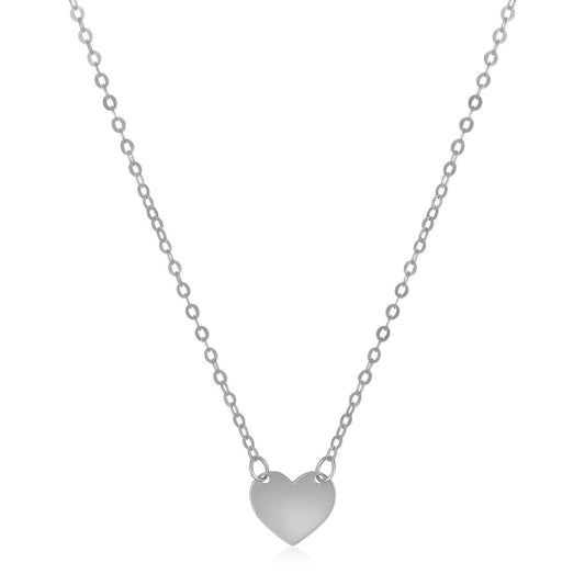 Collier mini-cœur poli en or blanc 14 carats