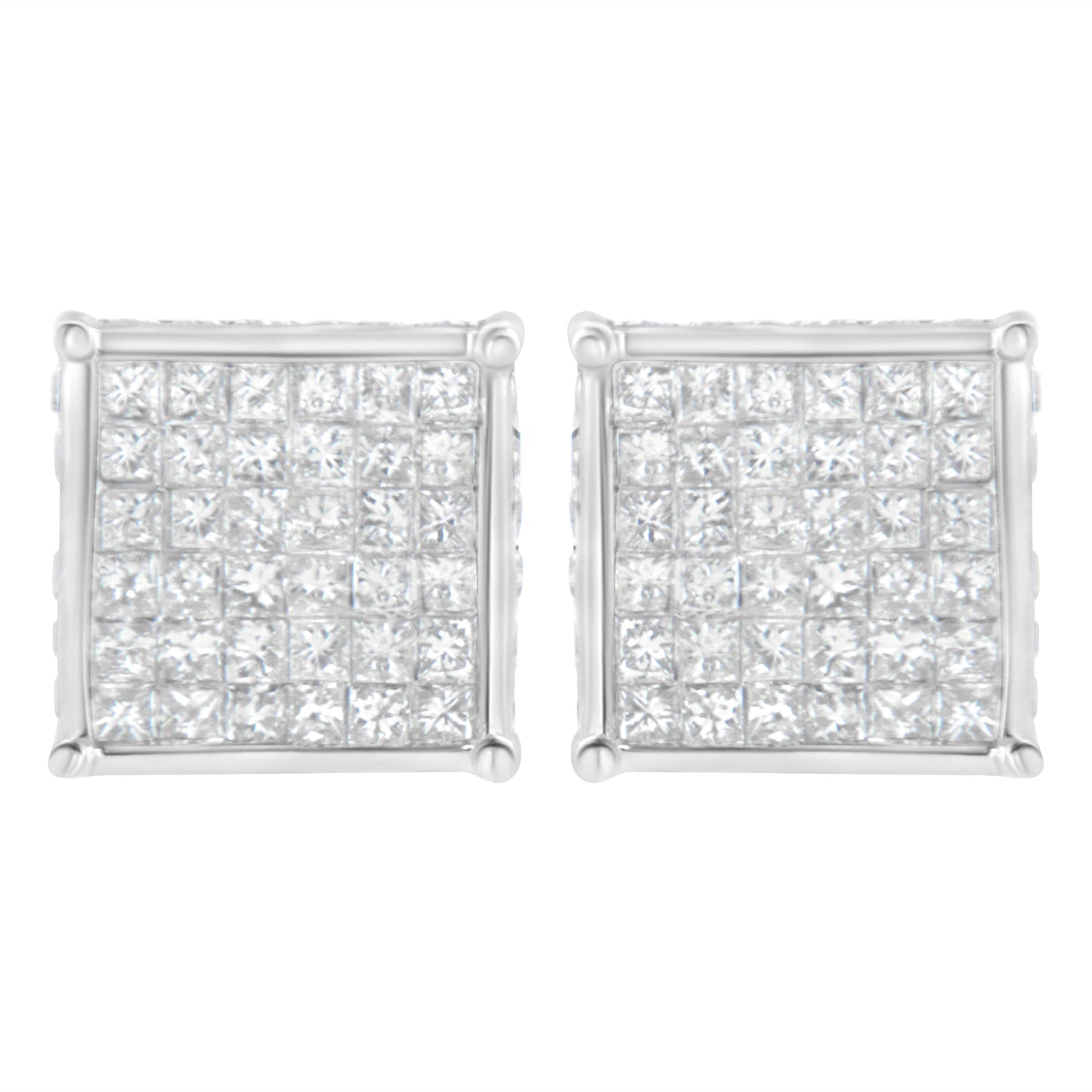 10K White Gold 2ct TDW Princess-Cut Composite Diamond Stud Earring (I-J ,I2-I3)