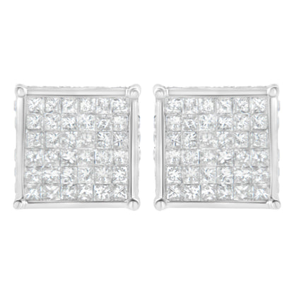 10K White Gold 2ct TDW Princess-Cut Composite Diamond Stud Earring (I-J ,I2-I3)
