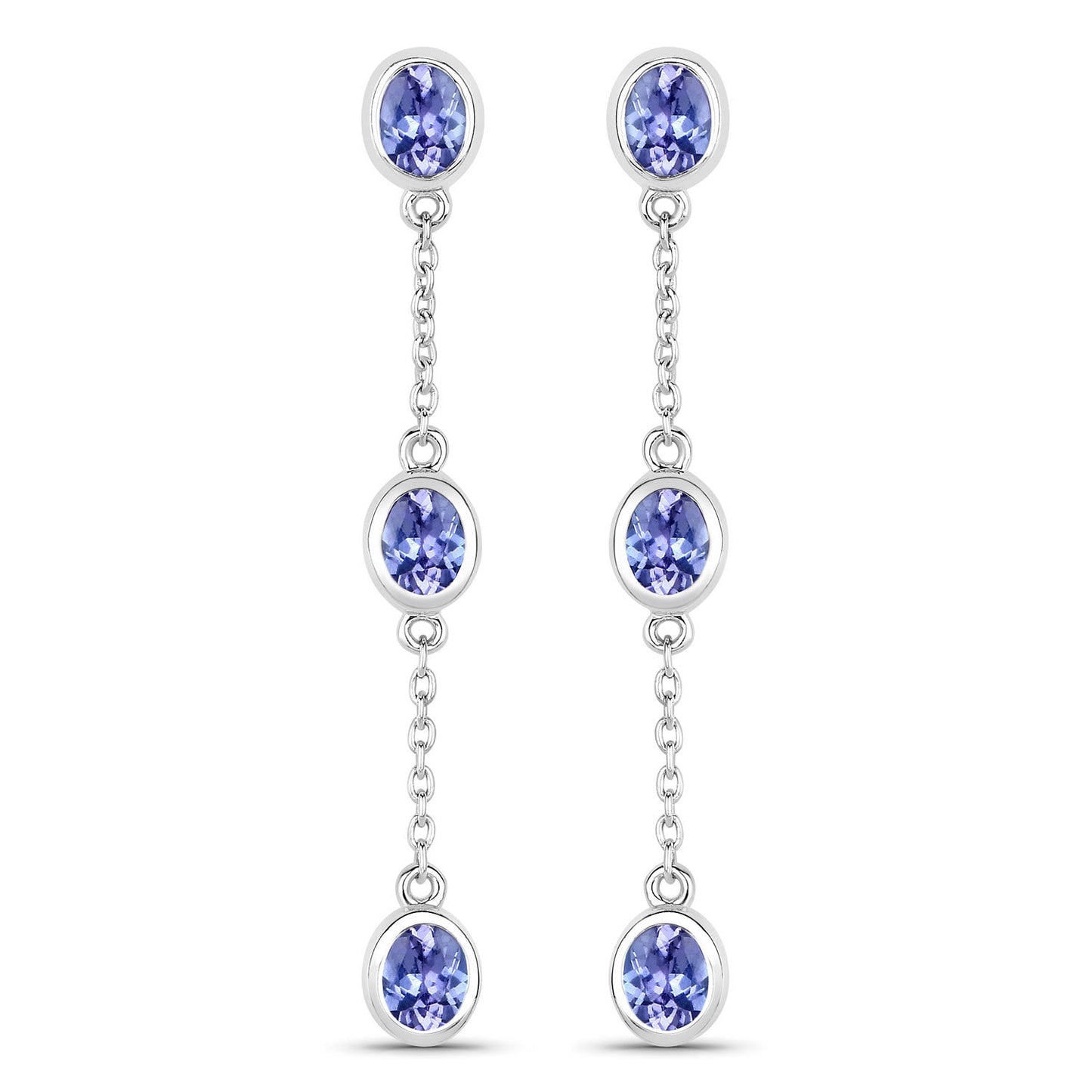 1.98 Carat Genuine Tanzanite .925 Sterling Silver Earrings