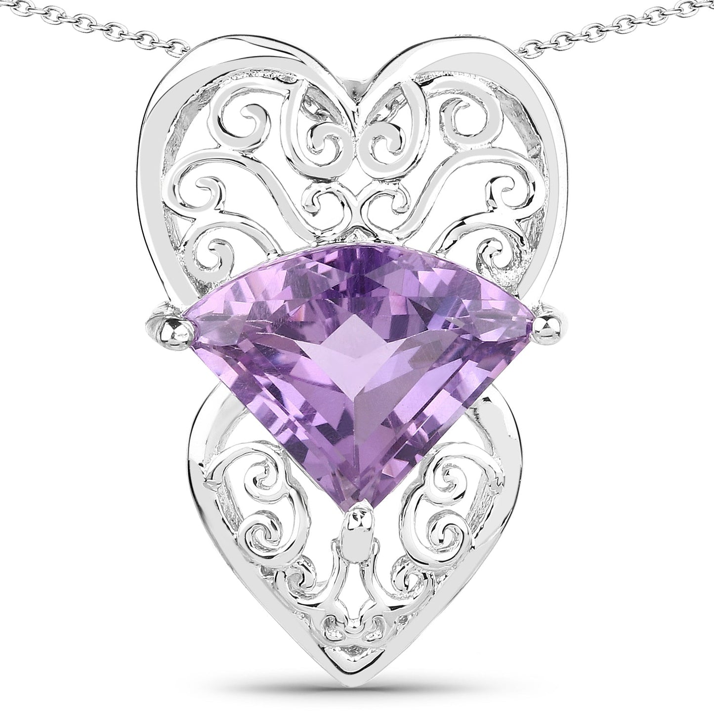 5.80 Carat Genuine Amethyst .925 Sterling Silver Pendant