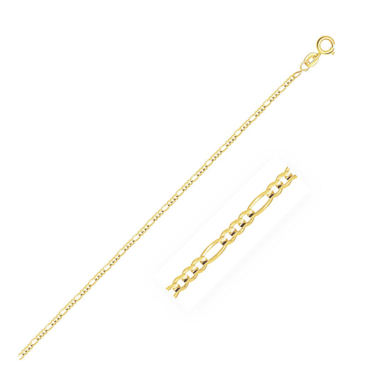 Chaîne Figaro en or jaune massif 14 carats 1,3 mm