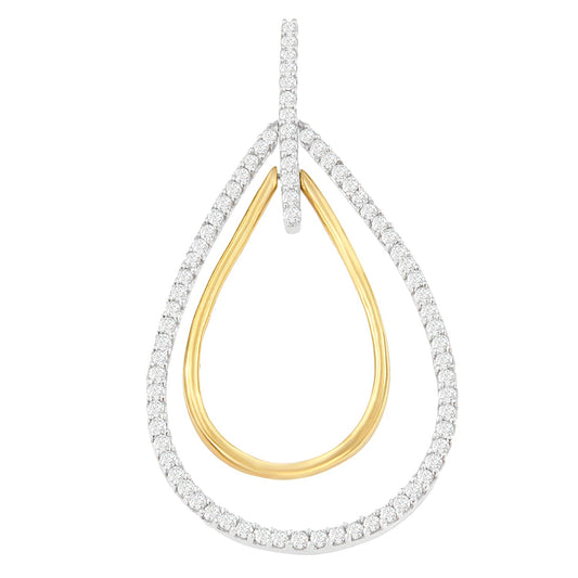 Pendentif double explosion en or deux tons 14 carats avec diamants taille ronde (1,00 carat total, couleur H-I, clarté SI2-I1)